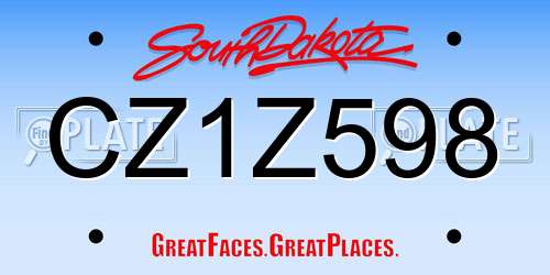 CZ1Z598 South Dakota License Plate
