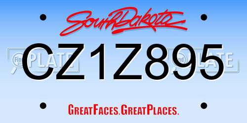 CZ1Z895 South Dakota License Plate
