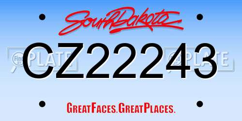 CZ22243 South Dakota License Plate