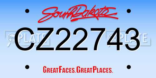 CZ22743 South Dakota License Plate