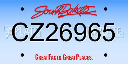 CZ26965 South Dakota License Plate