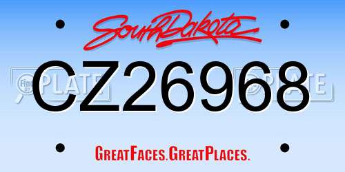 CZ26968 South Dakota License Plate