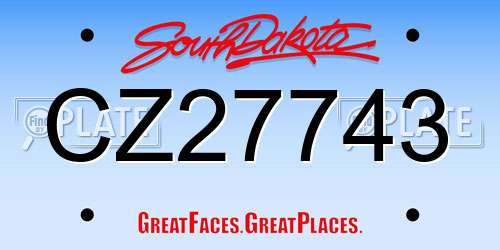CZ27743 South Dakota License Plate