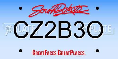 CZ2B3O South Dakota License Plate