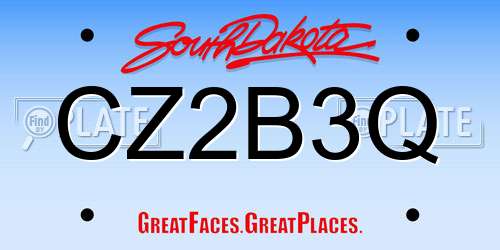 CZ2B3Q South Dakota License Plate