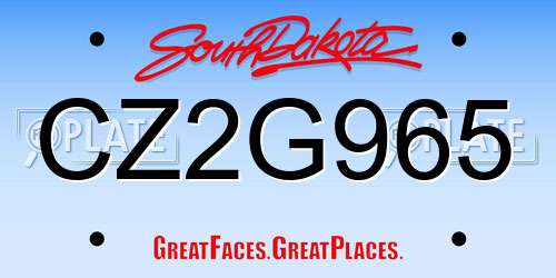 CZ2G965 South Dakota License Plate