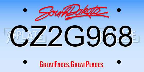 CZ2G968 South Dakota License Plate