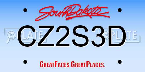 CZ2S3D South Dakota License Plate