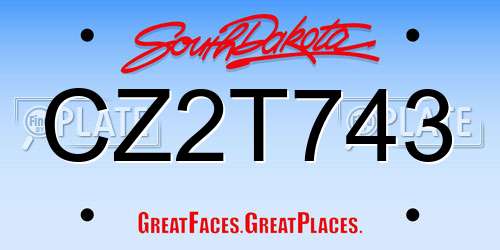 CZ2T743 South Dakota License Plate