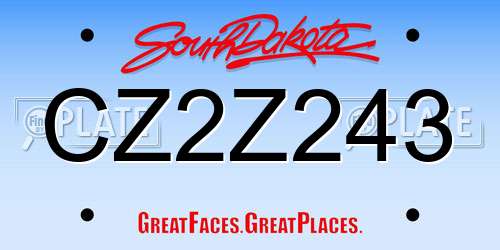 CZ2Z243 South Dakota License Plate