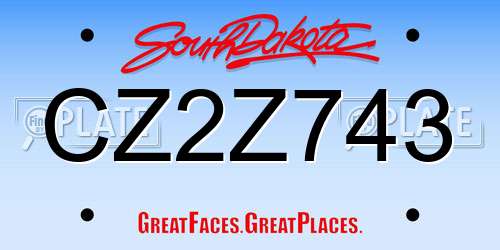 CZ2Z743 South Dakota License Plate
