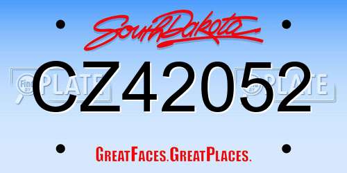 CZ42052 South Dakota License Plate