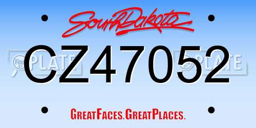 CZ47052 South Dakota License Plate