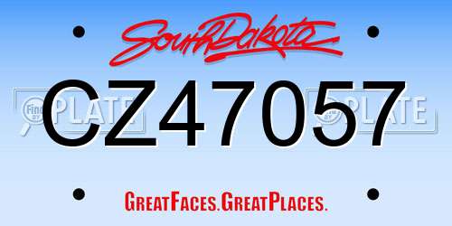 CZ47057 South Dakota License Plate
