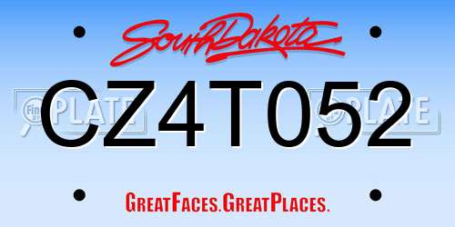 CZ4T052 South Dakota License Plate