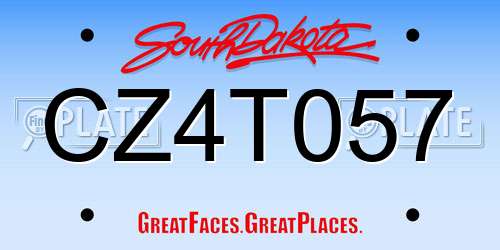 CZ4T057 South Dakota License Plate