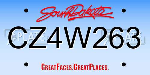 CZ4W263 South Dakota License Plate