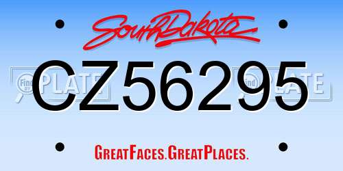CZ56295 South Dakota License Plate