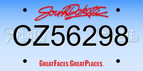 CZ56298 South Dakota License Plate