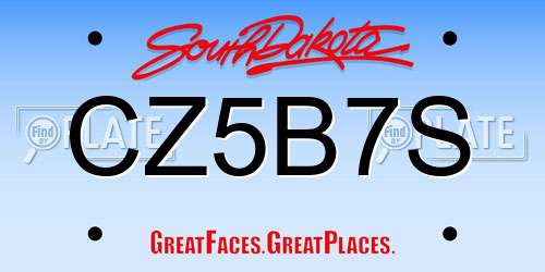 CZ5B7S South Dakota License Plate