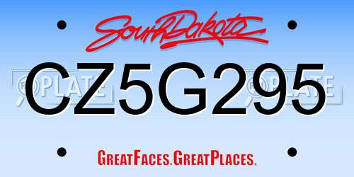 CZ5G295 South Dakota License Plate