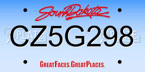 CZ5G298 South Dakota License Plate