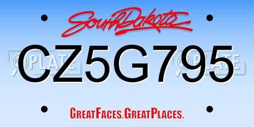 CZ5G795 South Dakota License Plate