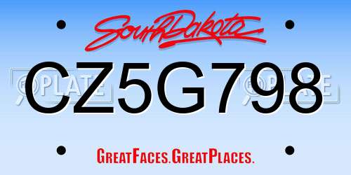 CZ5G798 South Dakota License Plate