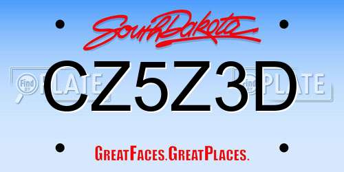 CZ5Z3D South Dakota License Plate
