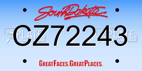 CZ72243 South Dakota License Plate