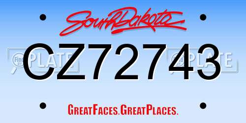 CZ72743 South Dakota License Plate