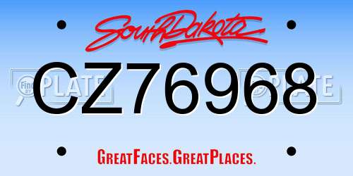 CZ76968 South Dakota License Plate
