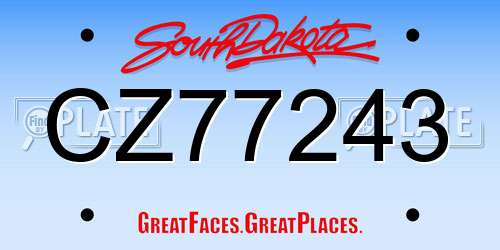 CZ77243 South Dakota License Plate