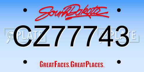CZ77743 South Dakota License Plate