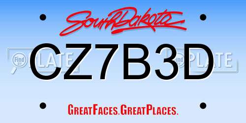 CZ7B3D South Dakota License Plate