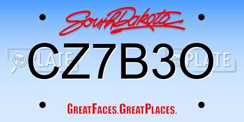 CZ7B3O South Dakota License Plate