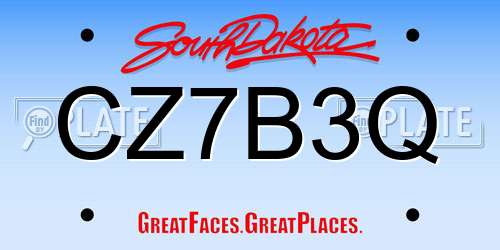 CZ7B3Q South Dakota License Plate