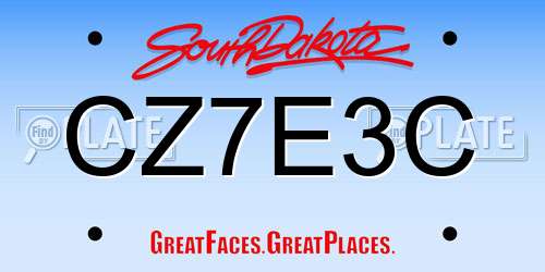 CZ7E3C South Dakota License Plate