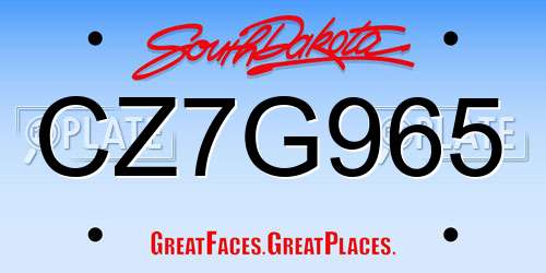 CZ7G965 South Dakota License Plate