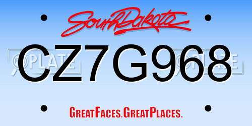 CZ7G968 South Dakota License Plate