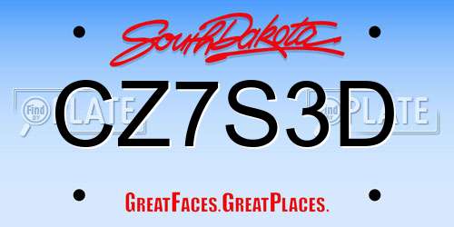 CZ7S3D South Dakota License Plate