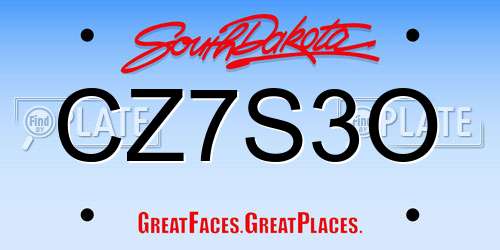CZ7S3O South Dakota License Plate