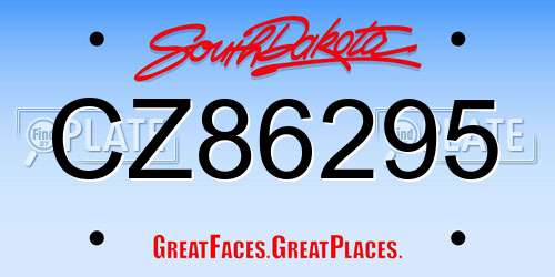 CZ86295 South Dakota License Plate