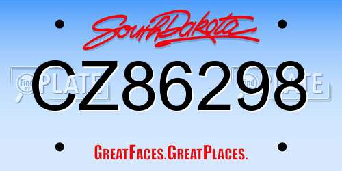 CZ86298 South Dakota License Plate