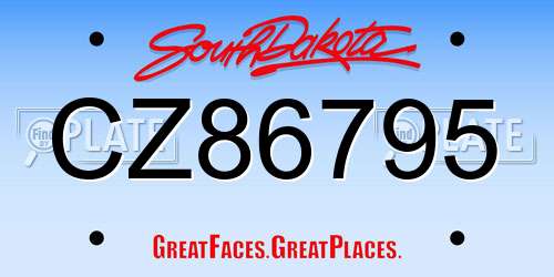 CZ86795 South Dakota License Plate