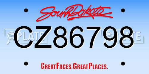 CZ86798 South Dakota License Plate