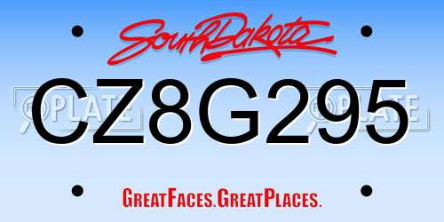 CZ8G295 South Dakota License Plate