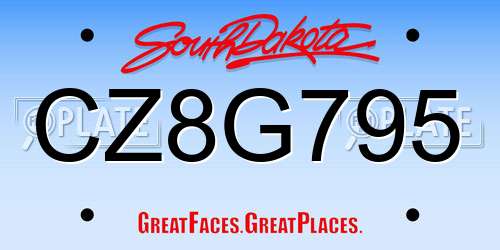 CZ8G795 South Dakota License Plate