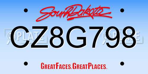 CZ8G798 South Dakota License Plate