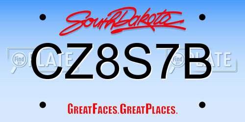 CZ8S7B South Dakota License Plate